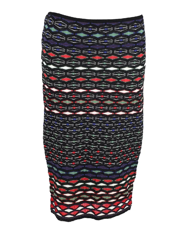 Polyester Short Skirts for Durable -Missoni Knitted Bodycon Midi Skirt in Multicolor Viscose