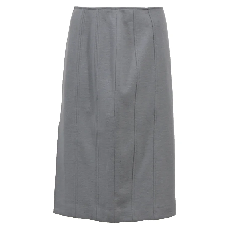 Wool Long Skirts for Warmth -Maison Margiela Panelled Pencil Skirt in Grey Wool