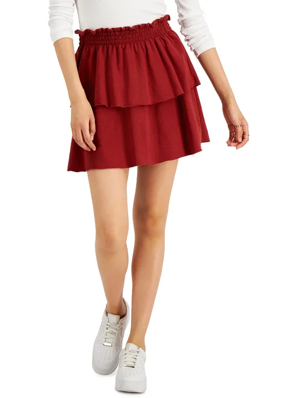 Lightweight skirts for warm season chic -Juniors Womens Smocked Short Mini Skirt