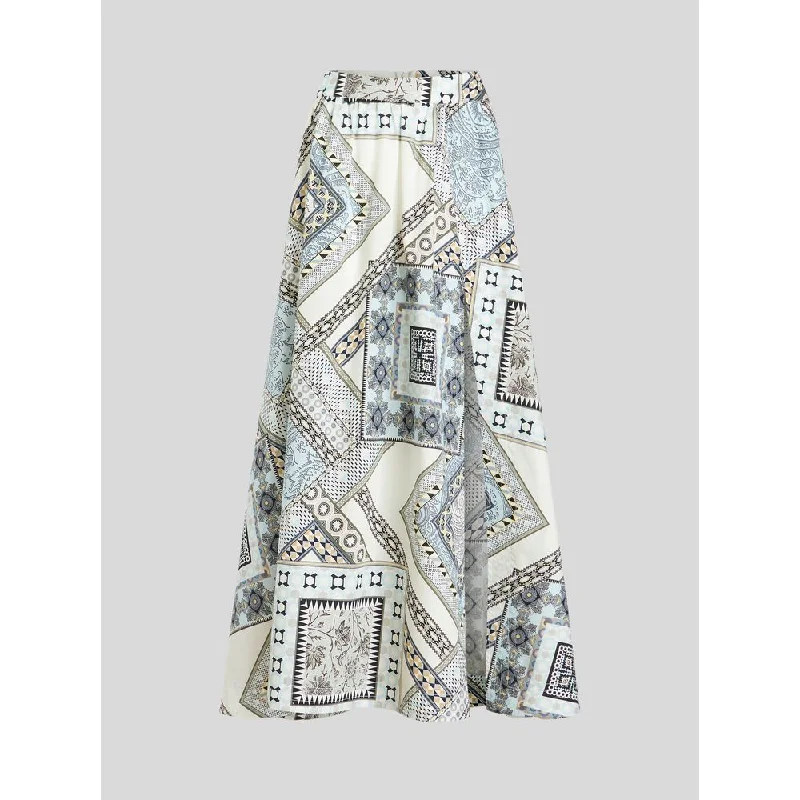 Printed Short Skirts with Patterns -Cotton Skirt With Patchwork Pattern