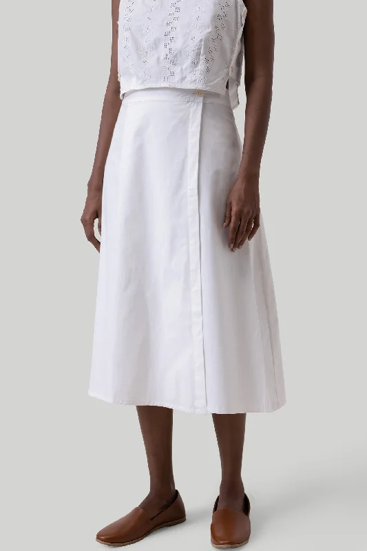 Bermuda Short Skirts for Casual -Overlap Midi Skirt in White