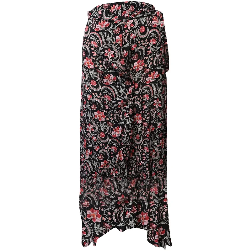 Striped Long Skirts for Style -Ba&Sh Heather Noir Floral Skirt in Black Viscose