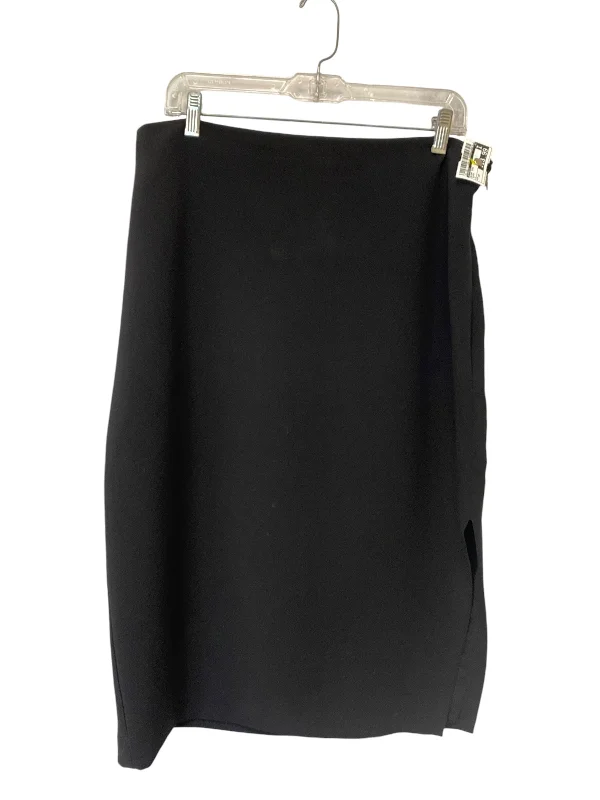 Durable denim skirts for rugged daily wear -Skirt Midi By Express In Black, Size: 14