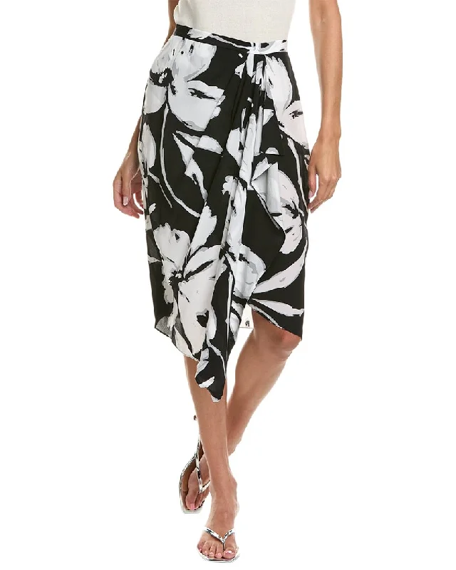 High-waisted Long Skirts for Shape -Michael Kors Collection Floral Draped Silk Skirt