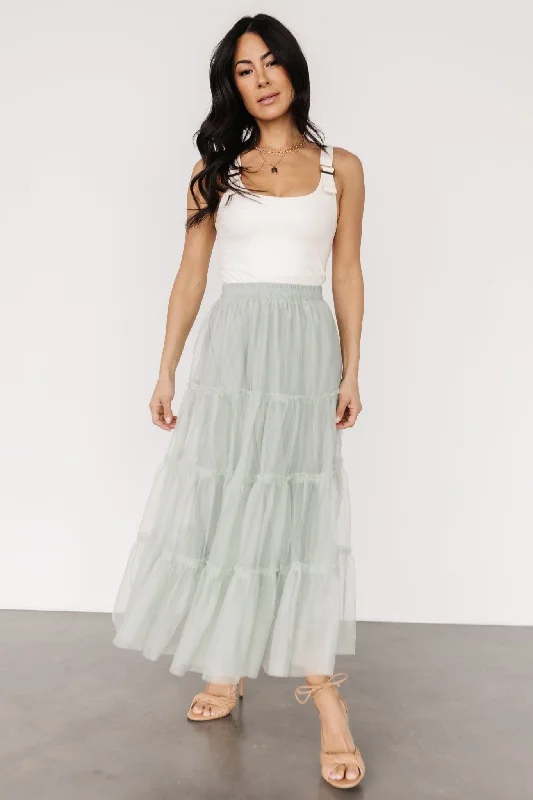 Durable skirts for long-lasting wardrobe staples -Galena Tulle Skirt | Light Sage