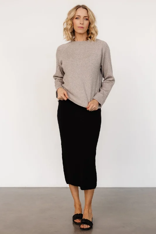 Lightweight skirts for warm season chic -Alonso Knit Midi Skirt | Black