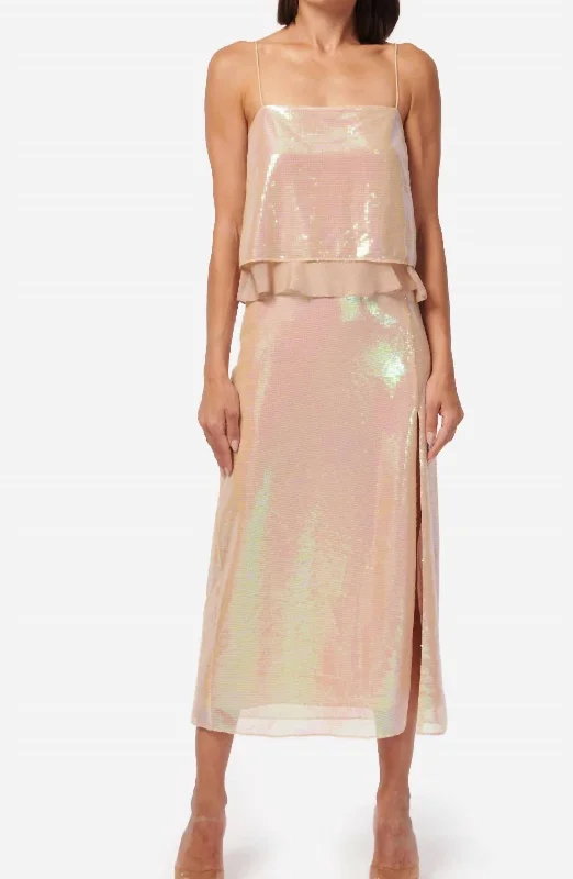 Spandex Long Skirts for Fit -Artemis Skirt In Opal Sequin