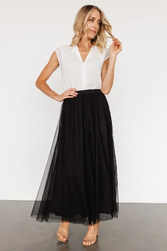 Wrap skirts for easy adjustable fit -Mila Tulle Skirt | Black