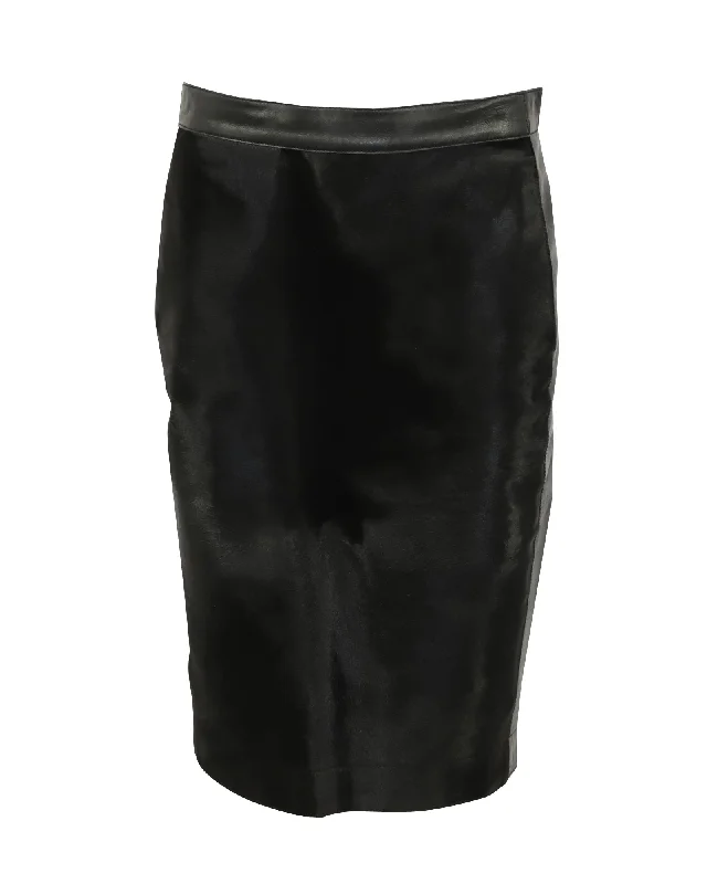 Nylon Long Skirts for Stretch -Iris & Ink Pencil Skirt in Black Leather