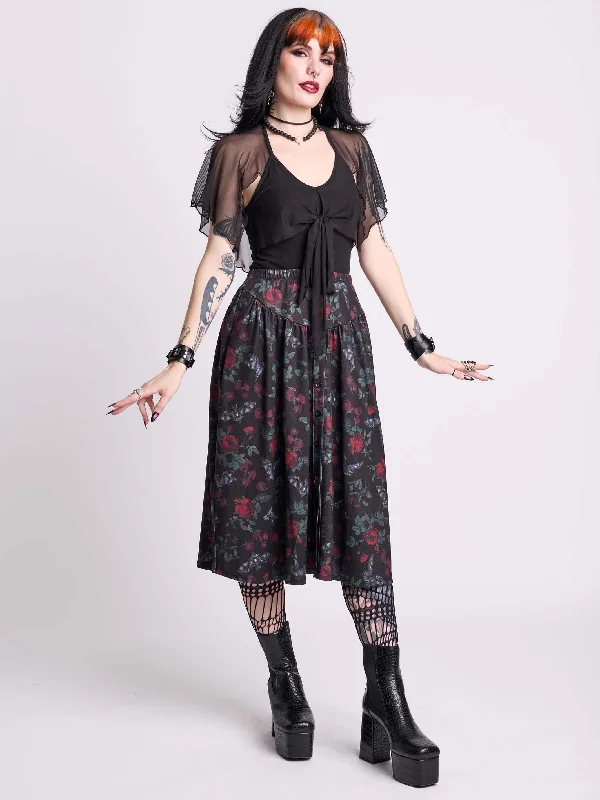 Durable cotton skirts for tough daily use -Bat's Roost Midi Skirt