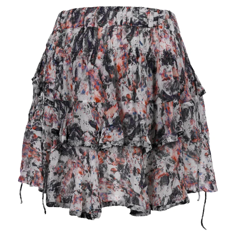 Abstract Long Skirts for Creative -Iro Paris Megan Printed Ruffle Mini Skirt in Multicolor Viscose