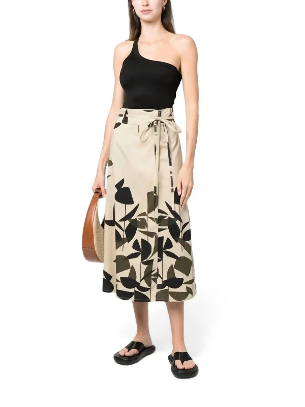 A-line Long Skirts for Flattering -Reine Skirt In Beige