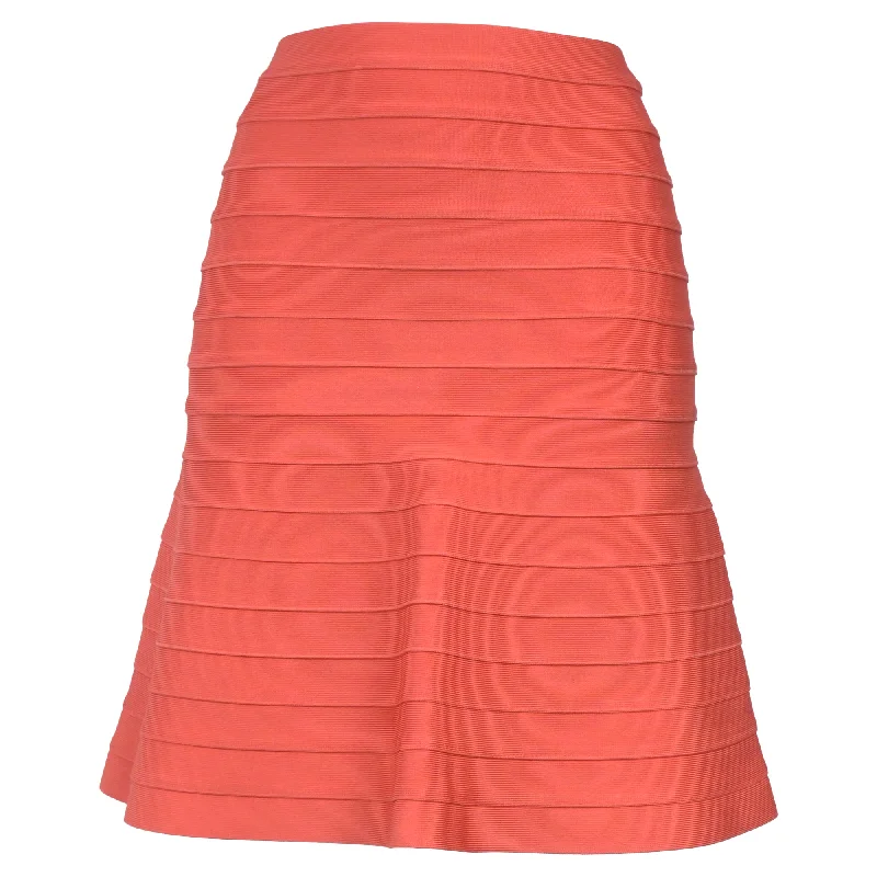 Long Skirts for Cultural Events -Herve Leger Knee Length Skirt in Orange Rayon