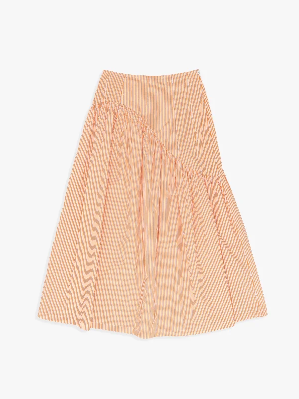 Ruffled skirts for soft romantic appeal -Maeve Midi Skirt - Orange Stripe