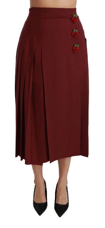 Striped Long Skirts for Style -Dolce & Gabbana Elegant  High Waist Virgin Wool Women's Skirt