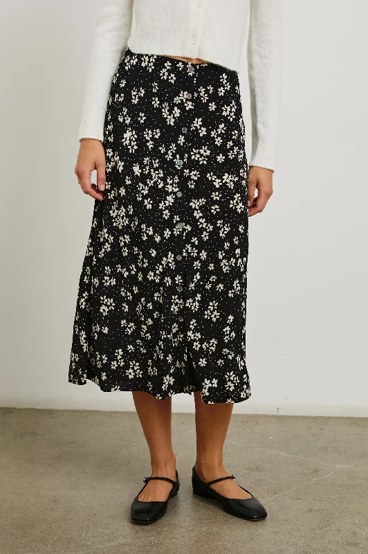 Flowy skirts for effortless beach cover-ups -ROSETTA SKIRT - NOIR FLORAL