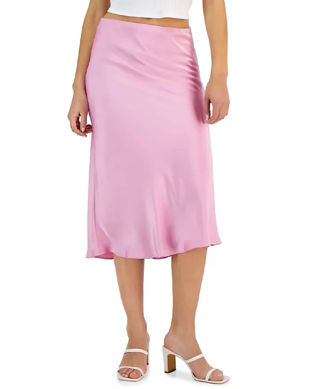 Retro Long Skirts for Throwback -Adonia Bias Cut Skirt In Pink