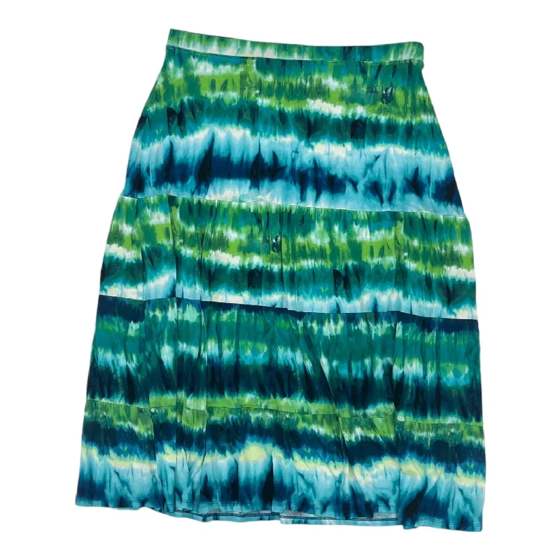 Patterned skirts with geometric print edge -Skirt Midi By Chicos In Blue & Green, Size:M