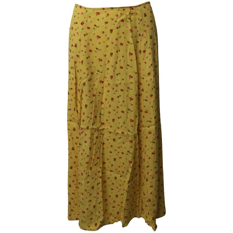 Long Skirts for Formal Occasions -Reformation Floral Flowy Midi Skirt in Yellow Viscose