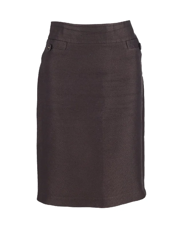 Cotton Long Skirts for Comfort -Bottega Veneta Knee-Length Pencil Skirt in Grey Cotton