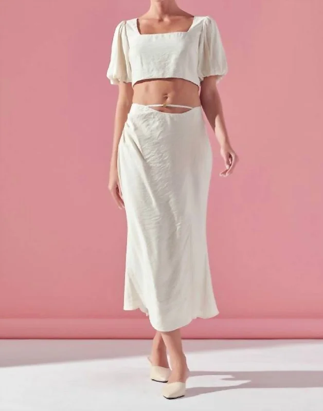 Printed Long Skirts with Patterns -Wildly In Love Set Top Skirt In Ivory