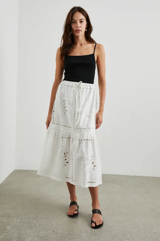 Soft cotton skirts for sensitive skin ease -PRINA SKIRT - WHITE